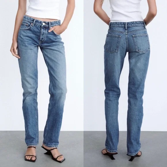 Zara Straight Leg Full Length Jeans - Picture 1 of 9